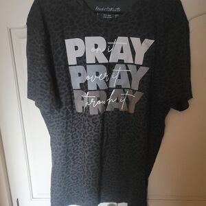 Pray Leopard Print Graphic T-Shirt